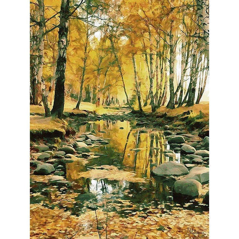 River in the Forest II Black Modern Wood Framed Art Print by Medeiros, Celito