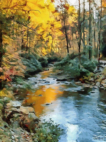 River in the Forest VI White Modern Wood Framed Art Print with Double Matting by Medeiros, Celito