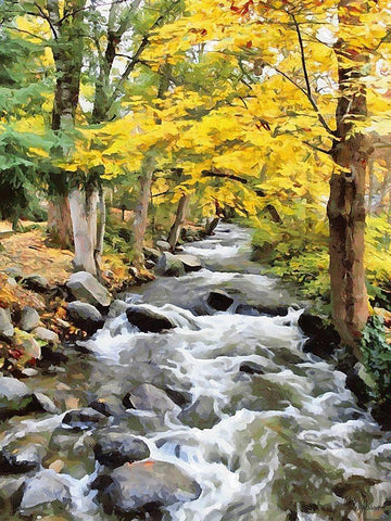 River in the Forest VIII White Modern Wood Framed Art Print with Double Matting by Medeiros, Celito