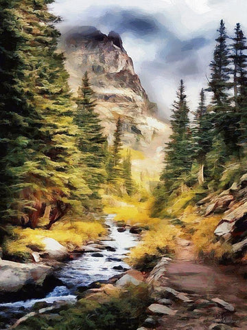 River in the Mountains I Black Ornate Wood Framed Art Print with Double Matting by Medeiros, Celito