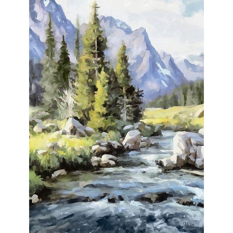 River in the Mountains II Gold Ornate Wood Framed Art Print with Double Matting by Medeiros, Celito