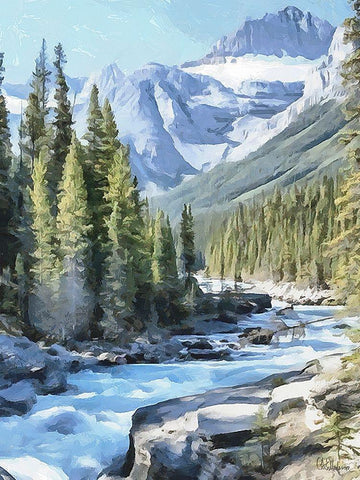 River in the Mountains III White Modern Wood Framed Art Print with Double Matting by Medeiros, Celito