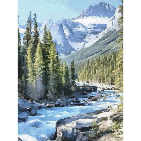 River in the Mountains III Black Modern Wood Framed Art Print with Double Matting by Medeiros, Celito