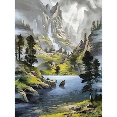 River in the Mountains IV Gold Ornate Wood Framed Art Print with Double Matting by Medeiros, Celito