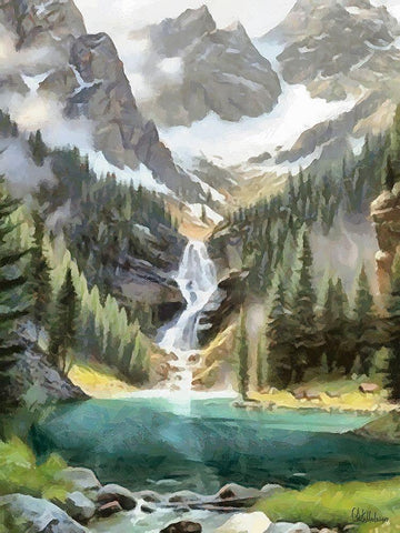 River in the Mountains V White Modern Wood Framed Art Print with Double Matting by Medeiros, Celito