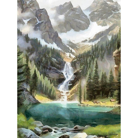 River in the Mountains V Gold Ornate Wood Framed Art Print with Double Matting by Medeiros, Celito