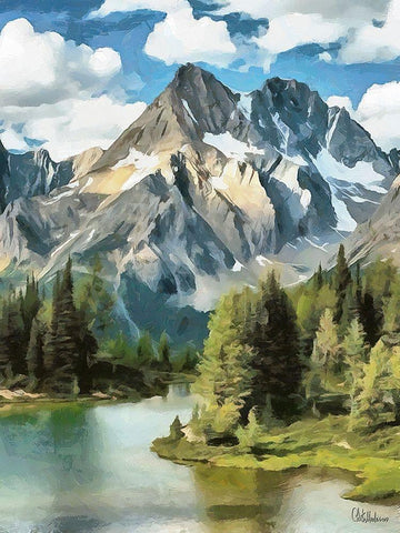 River in the Mountains VI White Modern Wood Framed Art Print with Double Matting by Medeiros, Celito