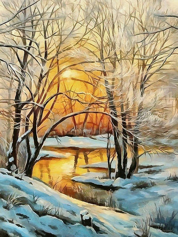 Sunny Day in Winter IV Black Ornate Wood Framed Art Print with Double Matting by Medeiros, Celito