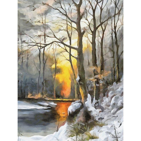 Sunny Day in Winter V Black Modern Wood Framed Art Print with Double Matting by Medeiros, Celito