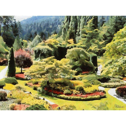 Beautiful Garden I Black Modern Wood Framed Art Print with Double Matting by Medeiros, Celito