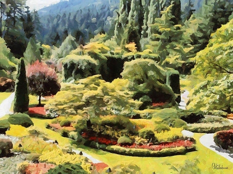 Beautiful Garden I White Modern Wood Framed Art Print with Double Matting by Medeiros, Celito