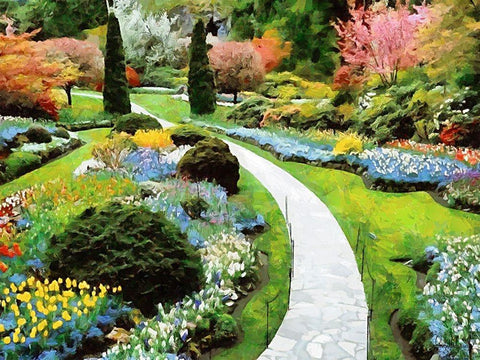 Beautiful Garden II White Modern Wood Framed Art Print with Double Matting by Medeiros, Celito