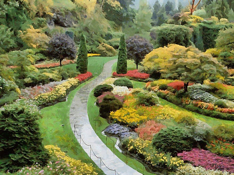 Beautiful Garden III Black Ornate Wood Framed Art Print with Double Matting by Medeiros, Celito