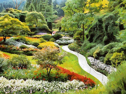 Beautiful Garden IV White Modern Wood Framed Art Print with Double Matting by Medeiros, Celito