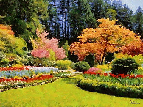 Beautiful Garden V Black Ornate Wood Framed Art Print with Double Matting by Medeiros, Celito