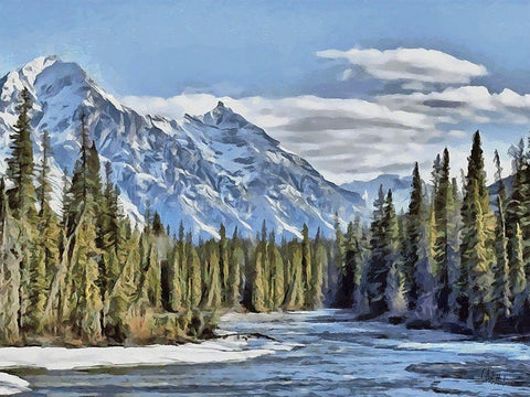 Rocky Mountains I White Modern Wood Framed Art Print with Double Matting by Medeiros, Celito
