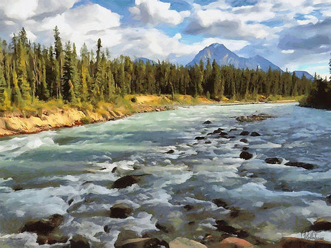 Rocky Mountains II White Modern Wood Framed Art Print with Double Matting by Medeiros, Celito