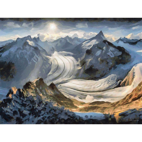 Glacier Gold Ornate Wood Framed Art Print with Double Matting by Medeiros, Celito