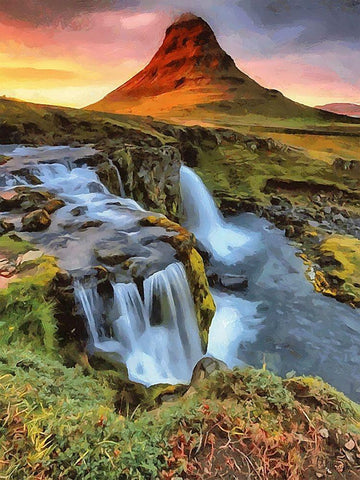 Beautiful Iceland Black Ornate Wood Framed Art Print with Double Matting by Medeiros, Celito