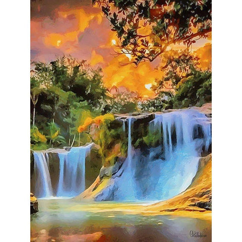 Amazing Watterfall I White Modern Wood Framed Art Print by Medeiros, Celito