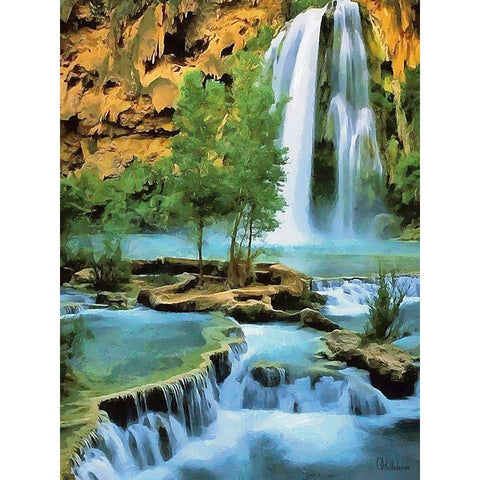 Amazing Watterfall II Black Modern Wood Framed Art Print by Medeiros, Celito
