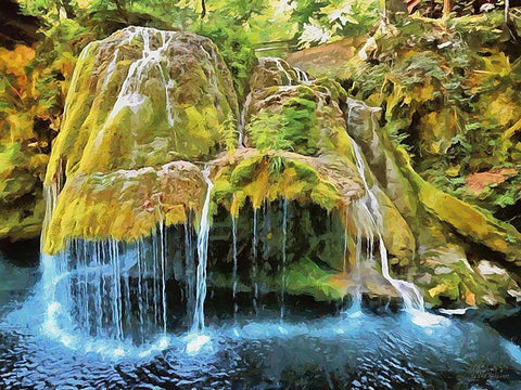 Amazing Watterfall III White Modern Wood Framed Art Print with Double Matting by Medeiros, Celito