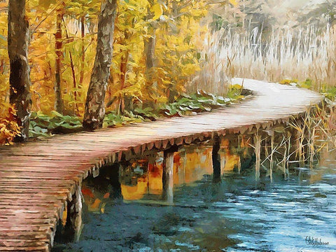 Walkway on Wooden Stilts White Modern Wood Framed Art Print with Double Matting by Medeiros, Celito