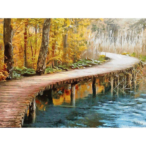 Walkway on Wooden Stilts White Modern Wood Framed Art Print by Medeiros, Celito