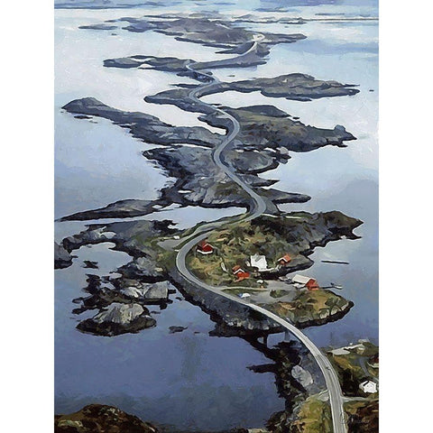 Great Street in Norway Gold Ornate Wood Framed Art Print with Double Matting by Medeiros, Celito