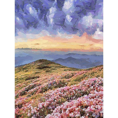 Flovers in the Mountains I Gold Ornate Wood Framed Art Print with Double Matting by Medeiros, Celito