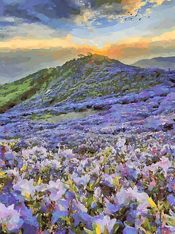 Flovers in the Mountains III Black Ornate Wood Framed Art Print with Double Matting by Medeiros, Celito