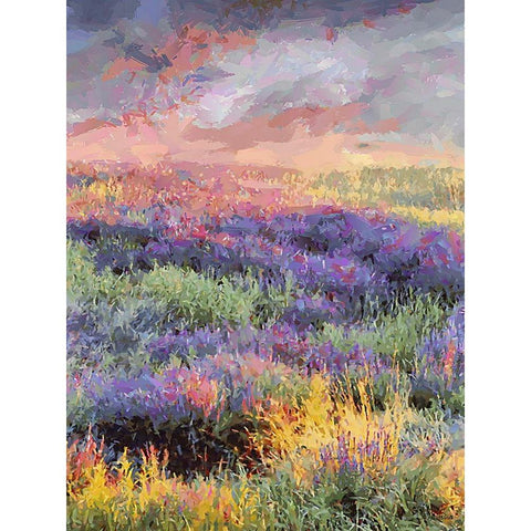 Lavender Field III Gold Ornate Wood Framed Art Print with Double Matting by Medeiros, Celito