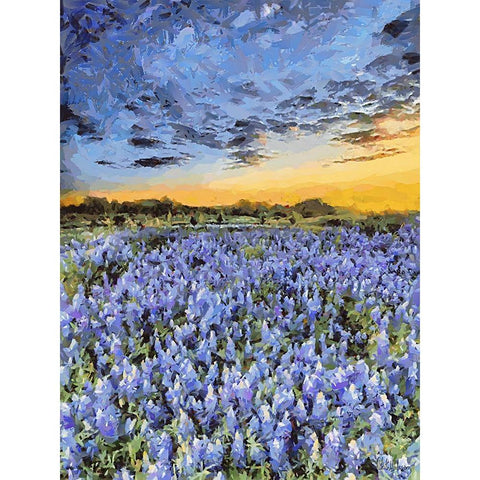 Purple Flowers White Modern Wood Framed Art Print by Medeiros, Celito
