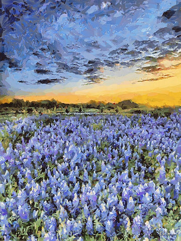 Purple Flowers White Modern Wood Framed Art Print with Double Matting by Medeiros, Celito