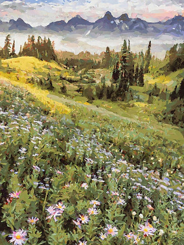 White Flowers in the Mountains White Modern Wood Framed Art Print with Double Matting by Medeiros, Celito