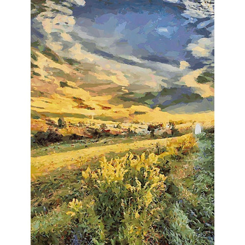 Sunset over Flowers V Gold Ornate Wood Framed Art Print with Double Matting by Medeiros, Celito