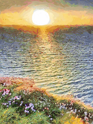 Romantic Sunset I Black Ornate Wood Framed Art Print with Double Matting by Medeiros, Celito