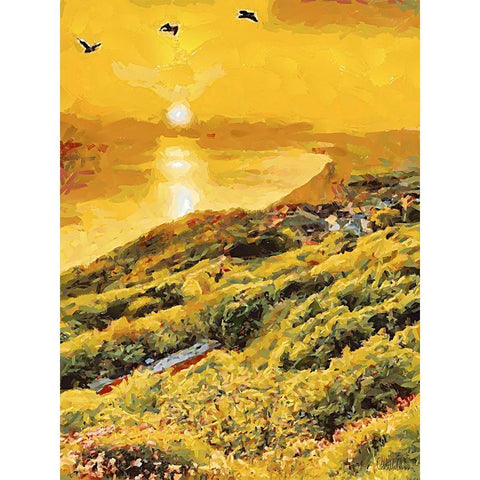 Romantic Sunset II White Modern Wood Framed Art Print by Medeiros, Celito