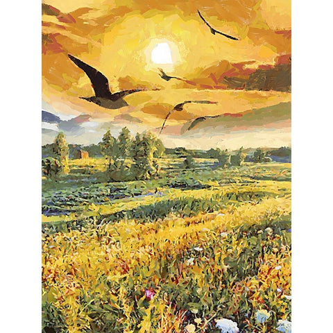 Romantic Sunset III Black Modern Wood Framed Art Print with Double Matting by Medeiros, Celito