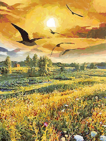 Romantic Sunset III White Modern Wood Framed Art Print with Double Matting by Medeiros, Celito