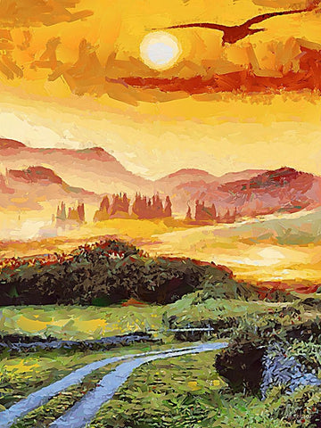 Romantic Sunset IV White Modern Wood Framed Art Print with Double Matting by Medeiros, Celito