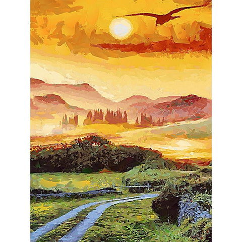 Romantic Sunset IV Gold Ornate Wood Framed Art Print with Double Matting by Medeiros, Celito