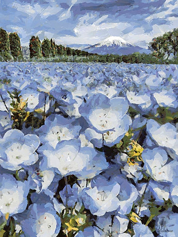 Field with Purple Flowers I White Modern Wood Framed Art Print with Double Matting by Medeiros, Celito