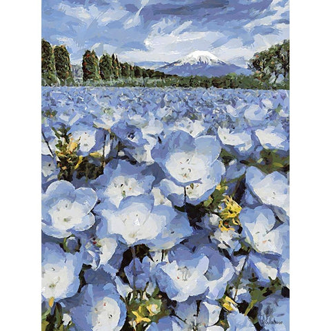 Field with Purple Flowers I Black Modern Wood Framed Art Print by Medeiros, Celito