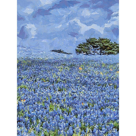 Field with Purple Flowers III Gold Ornate Wood Framed Art Print with Double Matting by Medeiros, Celito