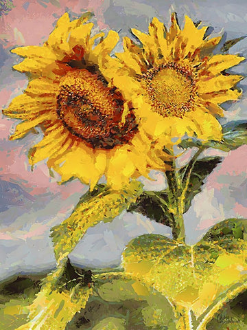 Sunflowers Collection II Black Ornate Wood Framed Art Print with Double Matting by Medeiros, Celito