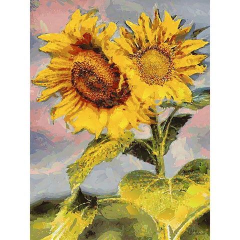 Sunflowers Collection II Gold Ornate Wood Framed Art Print with Double Matting by Medeiros, Celito