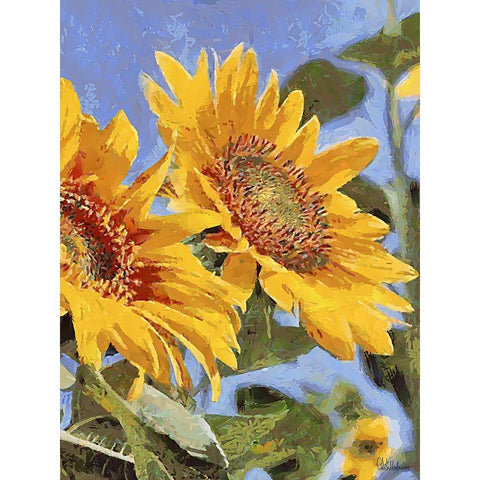 Sunflowers Collection III Gold Ornate Wood Framed Art Print with Double Matting by Medeiros, Celito