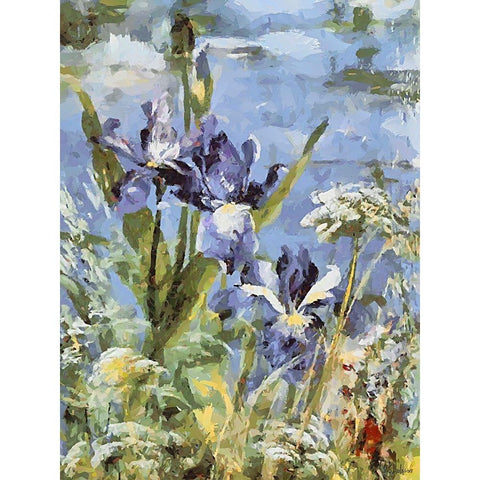 Landscapes in Monet Style VII Black Modern Wood Framed Art Print with Double Matting by Medeiros, Celito