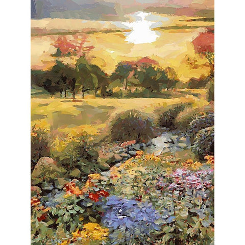 Landscapes in Monet Style XIII Black Modern Wood Framed Art Print with Double Matting by Medeiros, Celito